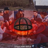 Brasero moderne en métal avec boule de feu, barbecue, foyer extérieur, grande cheminée de patio, chauffage pour camping, feu de camp, pique-nique, noir