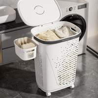 Panier à linge portable en plastique écologique pour la maison avec roulettes, panier de rangement pour vêtements pour la salle de bain