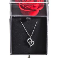 Cadeaux de fête des mères de Noël 4-5 cm tête de Rose préservée fleur de Rose acrylique boîte à bijoux cadeaux pour maman femmes