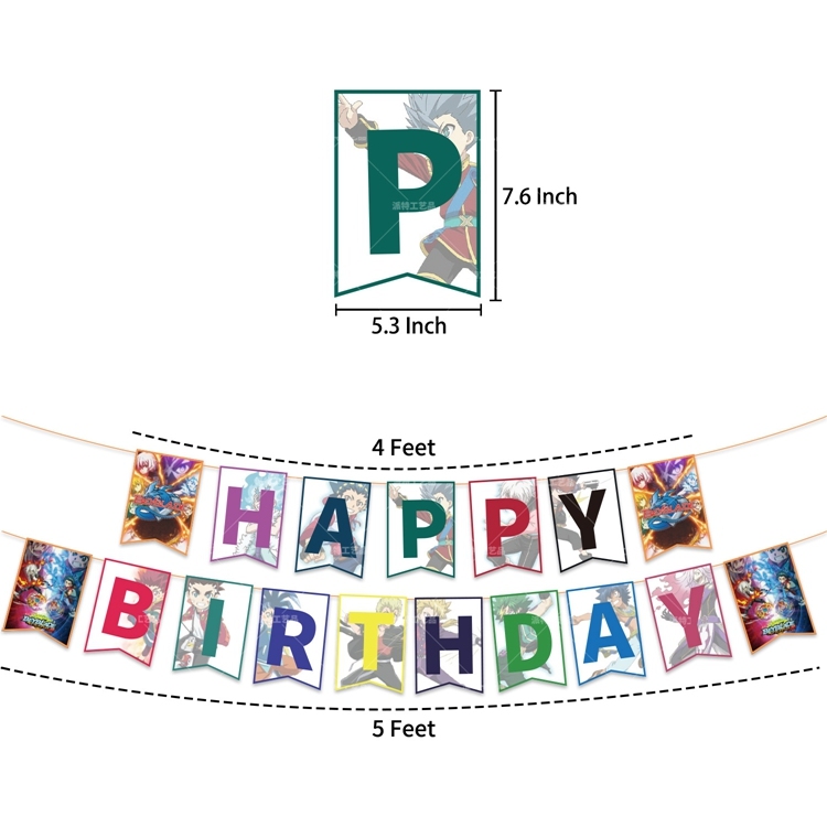 Bannière Personnalisable Beyblade Burst - Décoration Fête Anniversaire - Vinyle Multicolore