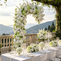 DKB Arche de fleurs artificielles en forme de crochet de 8,5 pieds, blanches et vertes, pour décoration de mariage et de banquet