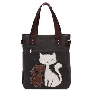 Sac fourre-tout en toile motif chat mignon personnalisé pour femme - Product Image 5