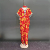 Nouvelle robe d'été pour femme, style ethnique, en coton imprimé, col en V, manches évasées, cintrée et amincissante, transfrontalière