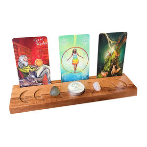 Fournitures de décoration mystique de l'autel païen, porte-cartes de Tarot Wiccan en bois avec Phase de lune - Product Image 1