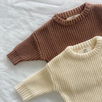Ensemble pull et culotte côtelés en coton tricoté épais pour bébé, avec cordon de serrage, tenue unisexe pour nouveau-né, vêtements pour nourrissons OEM