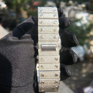 Reloj de movimiento automático de moissanita de acero inoxidable 316L D VVS estilo Hip Hop caja rectangular esfera analógica probador de diamantes aprobado - Product Image 3