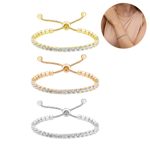 Bán Buôn Tùy Chỉnh Phụ Nữ Đồ Trang Sức Thời Trang Có Thể Điều Chỉnh Thép Không Gỉ Vàng Đá Quý Tinh Thể Tình Bạn Vòng Đeo Tay Quần Vợt - Product Image 1