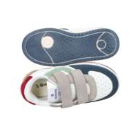 Baskets en daim Victoria pour enfants, blanches et bleues, taille 26, fermeture Velcro, chaussures épaisses et confortables