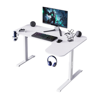 Bureau de jeu blanc en forme de L Coin PC Tables de jeu E-sports Bureau de jeu ergonomique de 55.1 pouces pour ordinateur