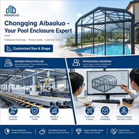 Solárium Retráctil de Lujo para Piscina, Casa de Cristal con Vidrio Templado de Seguridad, Marco de Aluminio Resistente a la Intemperie para Villas y Resorts