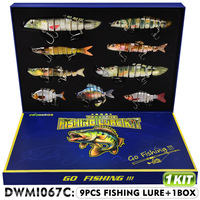 Kit complet de leurres de pêche, leurres artificiels multi-articulés réalistes pour la pêche au brochet et à la truite, avec coffret cadeau haut de gamme