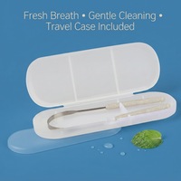 Kit d'hygiène buccale en gros : gratte-langue en acier inoxydable avec manche blanc en plastique en forme de U pour le voyage