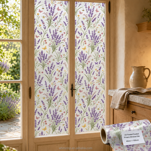 <span class=keywords><strong>Film</strong></span> de fenêtre givré imprimé UV motif champ de lavande française pour porte de cuisine et verre de salle de bain 40cm <span class=keywords><strong>x</strong></span> 100cm - Product Image 1