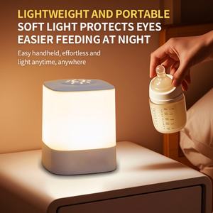 Lampe de nuit LED intelligente rechargeable par Type-C, à intensité variable, multifonctionnelle, en ABS, émission blanc chaud - Product Image 4