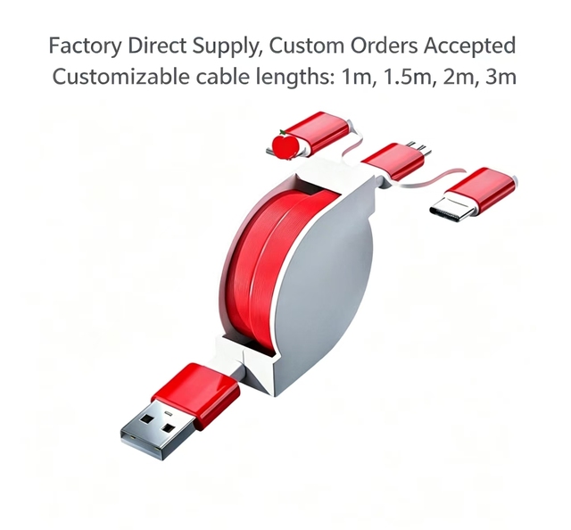 Factory Price 1M Custom Logo 3 in 1 Usb Retractable Multi Mobile Charging Cables Type-C for Android IOS