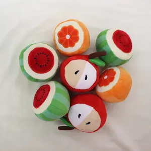 TTT Conjunto de brinquedos de pelúcia para cães de frutas e cachorros, durável, seguro e resistente a mordidas, personalizado, com desenho fofo e estridente