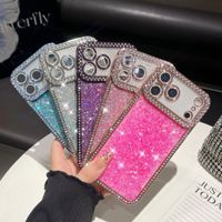 Étui de protection antichoc HMJ Sparkle Shine pour femme, en TPU+PC, avec strass et diamants, pour iPhone 17 Pro Max 16 15 14 13 12