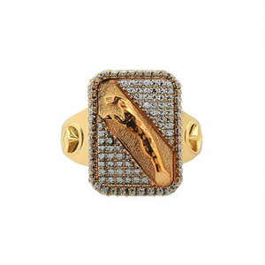 Bague de cocktail pour homme en or 18 carats, sertie de pierres naturelles rectangulaires, bijou de luxe pour mariage ou soirée - Product Image 1