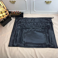 Grand sac pochette en satin de soie noir avec logo personnalisé de luxe de haute qualité sac à poussière à cordon pour sacs à main pour sacs à perruques emballage de cheveux