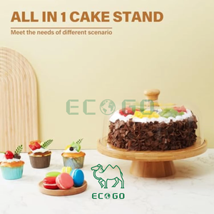 Soporte y Plato para Pastel de Bambú Eco Go de Alta Calidad con Color Personalizable para Fotografía de Alimentos y Exhibición de Bocadillos - Product Image 6