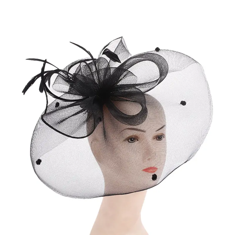Veil Headdress Flower Feather Wedding Hats Ladies Fascinators Bases Best Seller Fancy Black Hair Accessories Women Headband BSQ