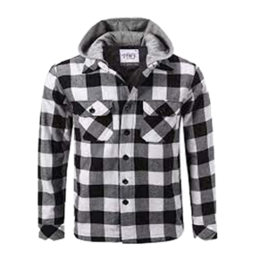 Customized Long Sleeve Quilted <b>Flannel</b> Shirt Vintage Style Hood Winter Men's <b>Jacket</b> Turtleneck Collar Raised Rubber Print - Product Image 1