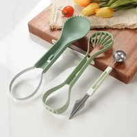Junnuo – Ensemble 3 pièces multifonctionnel pour melon : trancheuse, cuillère, éplucheur et séparateur de pulpe pour assiette de fruits