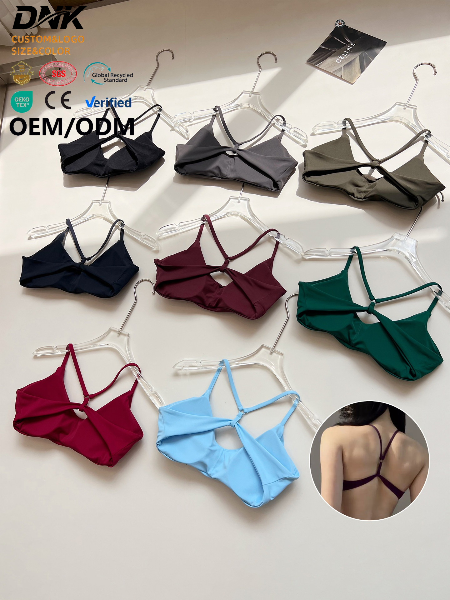 WX1249 Women's Lightweight Compression Supportive Fitness Bra Soft Slimming Adjustable Straps Breathable Yoga Sports Wear Active
