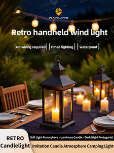 فانوس شموع زخرفي عتيق مع شمعة LED وامضة بدون لهب، فوانيس معلقة للزينة تعمل بالبطارية - Product Image 2