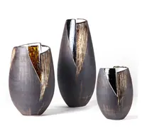 Ceramic Vase with Resin, Handmade Embossed