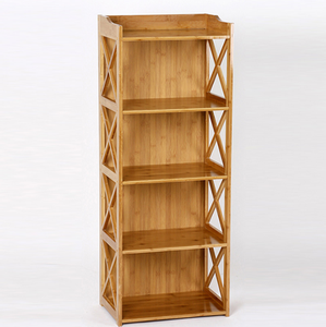All'ingrosso libreria in legno massello resistente facile montaggio Multi-funzionale espositore in bambù a quattro livelli libreria per mobili per la casa