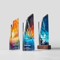 Trofeo de Cristal Minimalista Ecológico de Alta Calidad con Impresión UV, Diseño de Cubo de Medalla Personalizado, Premio al Empleado Destacado de la Reunión Anual
