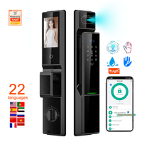 Serrure de porte intelligente Tuya avec reconnaissance faciale 3D, interphone visuel, application WiFi, entrée sans clé pour appartement et hôtel