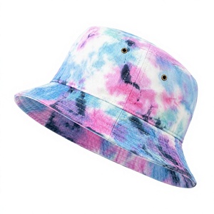 Wholesale Custom Tie Dye Bucket Hat Unisex Colorful <b>Summer</b> Outdoor Beach Travel Fishing Fashion <b>Cap</b> With Metal Vent Eyelets - Product Image 1