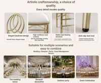 Chaise de banquet empilable rembourrée avec dossier ovale en treillis et structure métallique or/argent pour hôtels, mariages, restaurants et événements