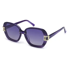 2023 Personalized Black Purple Color Fashionable Shades Big Oversized Frame One Line Bridge Acetate Coolest Elegant Sunglasses