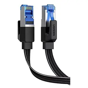 Câble Ethernet Cat 8 Ugreen 5M plat blindé RJ45 noir en nylon tressé, conducteur en cuivre pur, bande passante 2 GHz pour réseau informatique - Product Image 4