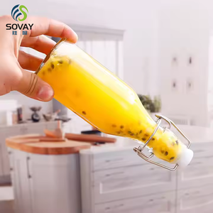 خدمة تصنيع حسب الطلب لزجاجات فارغة عالية الجودة مستديرة لعصير الفواكه والحليب والمشروبات مع غطاء قلاب - Product Image 5