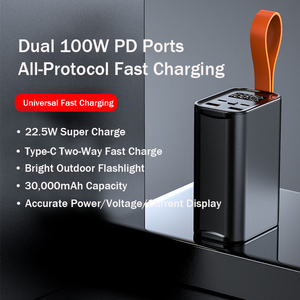 Banco de Energía de 30000mAh y 100W para Portátil, Cargador Portátil para Exteriores con Luz LED para Camping - Product Image 3