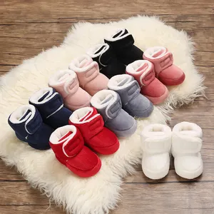 Chaussures d'intérieur d'hiver à semelle souple antidérapante épaisse et chaude pour bébé 3-6-9-12 mois chaussures de marche pour bébé