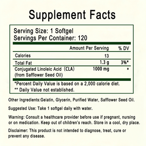 Acide Linoléique Conjugué (CLA) OEM en Gélules Molles 1000mg, Source Huile de Carthame, Complément Alimentaire Quotidien pour le Bien-être, 120 Gélules - Product Image 2