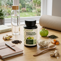 Capsules de Garcinia Cambogia Complex avec thé vert, curcuma, gingembre, poudre d'ail, complément alimentaire à base de plantes sans gluten et sans OGM