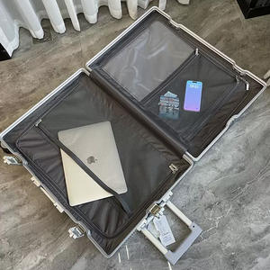 Valise à cadre en aluminium rigide de 24 pouces Grande capacité Roues silencieuses universelles Valise de voyage décontractée à main Combinaison - Product Image 3