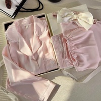 Ensemble de pyjamas en satin brodé personnalisé, basique et régulier, 2 pièces, pyjamas en soie de luxe pour femmes, pyjamas blancs pour femmes, ensembles de vêtements de nuit en satin