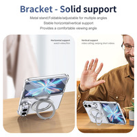 Étui transparent pliable en PC antichoc, couverture intégrale 360° °   Support rotatif pour anneau, coque en verre trempé HD pour iPhone Duo 18 Fold
