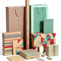 Ensemble de papier cadeau recyclable à motifs géométriques, rayures rétro, chevron, imprimé à l'échelle, papier d'art 80 g/m², boîtes cadeaux, sacs en papier, emballage