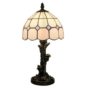 LongHuiJing 8 Inch Gorgeous Tiffany Style Pattern Resin Stained Glass Table Lamp - Product Image 1