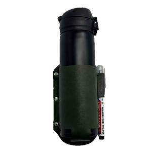 <b>Leather</b> Cup Sleeve With Buckle Closure Insulated Bottle <b>Protector</b> For Outdoor Hiking Green Color Ztc585 - Product Image 1