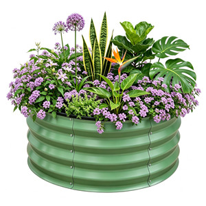 60" Powder Coated Galvanized Steel Heavy Duty Weather-resistant <b>Raised</b> Garden Bed Rustproof Outdoor <b>Planter</b> Box Backyard Flowers - Product Image 1