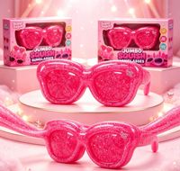 Nouveauté 2026, Jouet à presser anti-stress souple à rebond lent, design tendance et cool, en forme de lunettes rose pailleté Vaseline, pour le marché international